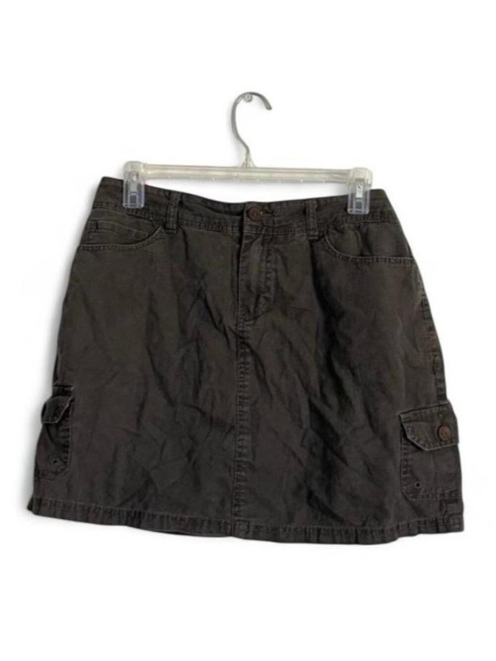 Y2K Sonoma Linen Cotton Cargo Skort Vtg Sz 4 Brown Utility Streetwear S